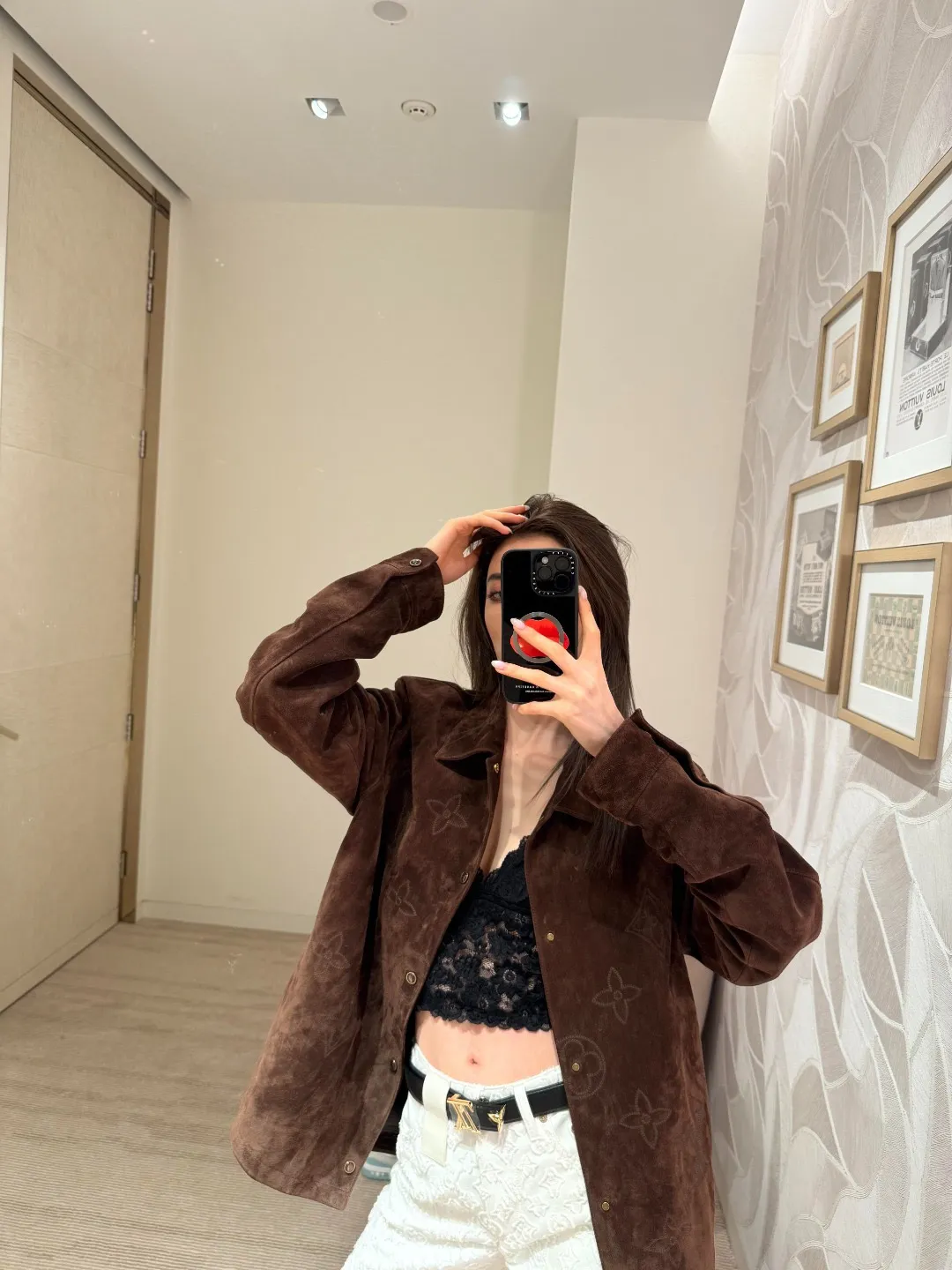 Louis Vuitton/Louis Vuitton presbyopia embroidered suede jacket